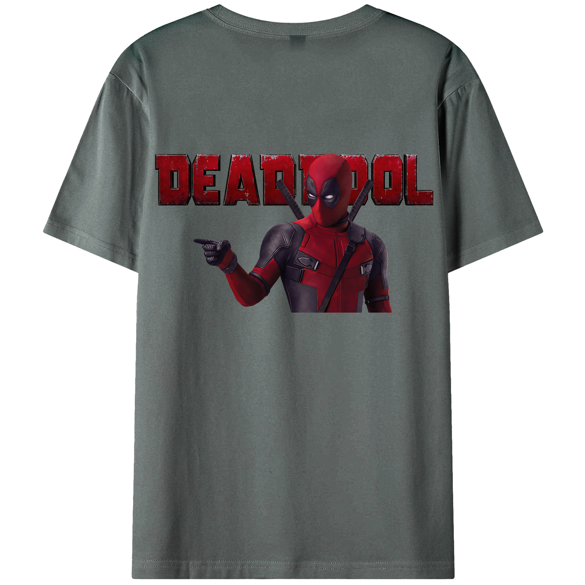 （画像用） Deadpool デッドプール 綿100％ メンズ半袖Tシャツ（バックプリント） 通気性